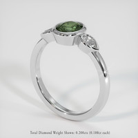 1.11 Ct. Green Sapphire Ring, 18K White Gold 2