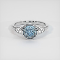 2.15 Ct. Greenish Blue Sapphire Ring, 18K White Gold 1