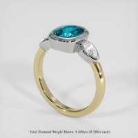 2.30 Ct. Greenish Blue Zircon Ring, 14K White & Yellow 2