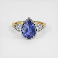 3.33 Ct. Blue Sapphire Ring, 18K White & Yellow 1
