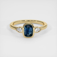 1.13 Ct. Greenish Blue Sapphire Ring, 10K Yellow Gold 1