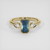 2.01 Ct. Greenish Blue Sapphire Ring, 14K Yellow Gold 1