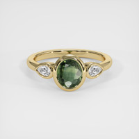 1.11 Ct. Green Sapphire Ring, 18K Yellow Gold 1