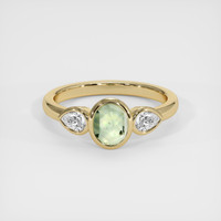 0.71 Ct. Yellowish Green Sapphire Ring, 18K Yellow Gold 1