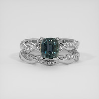 2.17 Ct. Greenish Blue Sapphire Ring, Platinum 950 1