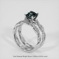 2.17 Ct. Greenish Blue Sapphire Ring, 10K White Gold 2