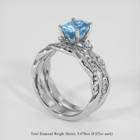 1.45 Ct. Blue Aquamarine Ring, 14K White Gold 2