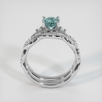 1.00 Ct. Greenish Blue Sapphire Ring, 14K White Gold 3