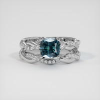 1.69 Ct. Greenish Blue Sapphire Ring, 14K White Gold 1