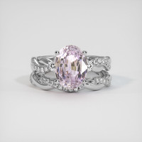 3.05 Ct. Pinkish Purple Sapphire Ring, 18K White Gold 1