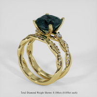 5.93 Ct. Bluish Green Sapphire Ring, 10K Yellow Gold 2