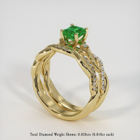 0.56 Ct. Emerald Ring, 18K Yellow Gold 2