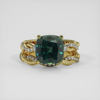 5.93 Ct. Bluish Green Sapphire Ring, 18K Yellow Gold 1
