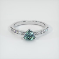 0.70 Ct. Greenish Blue Sapphire Ring, 10K White Gold 1