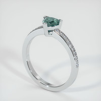 0.70 Ct. Greenish Blue Sapphire Ring, 10K White Gold 2