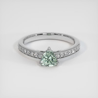 0.65 Ct. Green Sapphire Ring, 14K White Gold 1