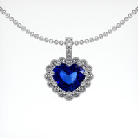 1.18 Ct. Blue Sapphire Pendant, 14K White Gold 1