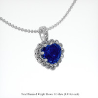 1.18 Ct. Blue Sapphire Pendant, 14K White Gold 2