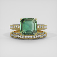 4.07 Ct. Bluish Green Sapphire Ring, 14K Yellow Gold 1