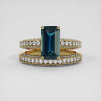 3.77 Ct. Bluish Green Sapphire Ring, 14K Yellow Gold 1