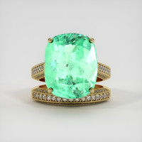 12.93 Ct. Emerald Ring, 18K Yellow Gold 1
