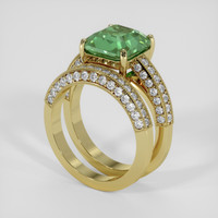 4.07 Ct. Bluish Green Sapphire Ring, 18K Yellow Gold 2