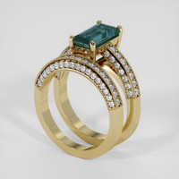3.77 Ct. Bluish Green Sapphire Ring, 18K Yellow Gold 2