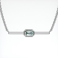0.76 Ct. Bluish Green Sapphire Necklace, 14K White Gold 1