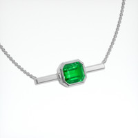 3.22 Ct. Emerald Necklace, 18K White Gold 2
