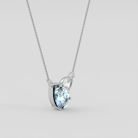 1.50 Ct. Blue Aquamarine Necklace, Platinum 950 2