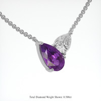 2.04 Ct. Purple Sapphire Necklace, 14K White Gold 2