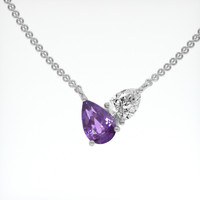 1.75 Ct. Purple Sapphire Necklace, 14K White Gold 1