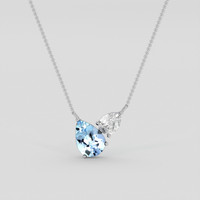 1.50 Ct. Blue Aquamarine Necklace, 18K White Gold 1