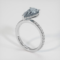 2.83 Ct. Greyish Blue Sapphire Ring, Platinum 950 2