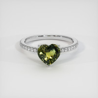 2.02 Ct. Greenish Yellow Sapphire Ring, 14K White Gold 1
