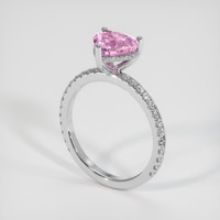 1.67 Ct. Pink Sapphire Ring, 18K White Gold 2