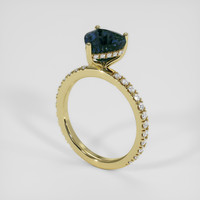 2.69 Ct. Greenish Blue Sapphire Ring, 14K Yellow Gold 2
