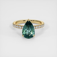 2.96 Ct. Bluish Green Sapphire Ring, 14K Yellow Gold 1