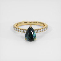 2.08 Ct. Bluish Green Sapphire Ring, 18K Yellow Gold 1
