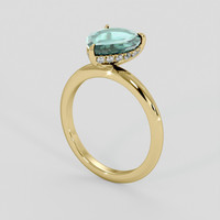 2.44 Ct. Bluish Green Sapphire Ring, 10K Yellow Gold 2