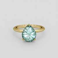 2.44 Ct. Bluish Green Sapphire Ring, 18K Yellow Gold 1