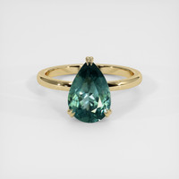 2.96 Ct. Bluish Green Sapphire Ring, 14K Yellow Gold 1