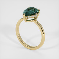 2.96 Ct. Bluish Green Sapphire Ring, 14K Yellow Gold 2