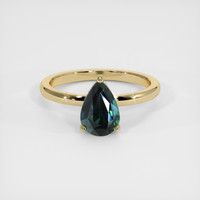 2.08 Ct. Bluish Green Sapphire Ring, 18K Yellow Gold 1