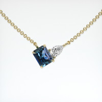 0.42 Ct. Greenish Blue Sapphire Necklace, 18K Yellow Gold 1
