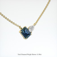 0.42 Ct. Greenish Blue Sapphire Necklace, 18K Yellow Gold 2