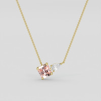 1.22 Ct. Peach Sapphire Necklace, 18K Yellow Gold 1