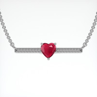 0.78 Ct. Ruby Necklace, 14K White Gold 1