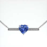 2.75 Ct. Blue Sapphire Necklace, 18K White Gold 1