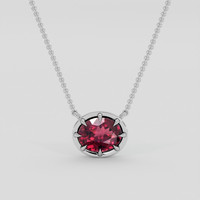 1.38 Ct. Purplish Red Garnet Pendant, Silver 1